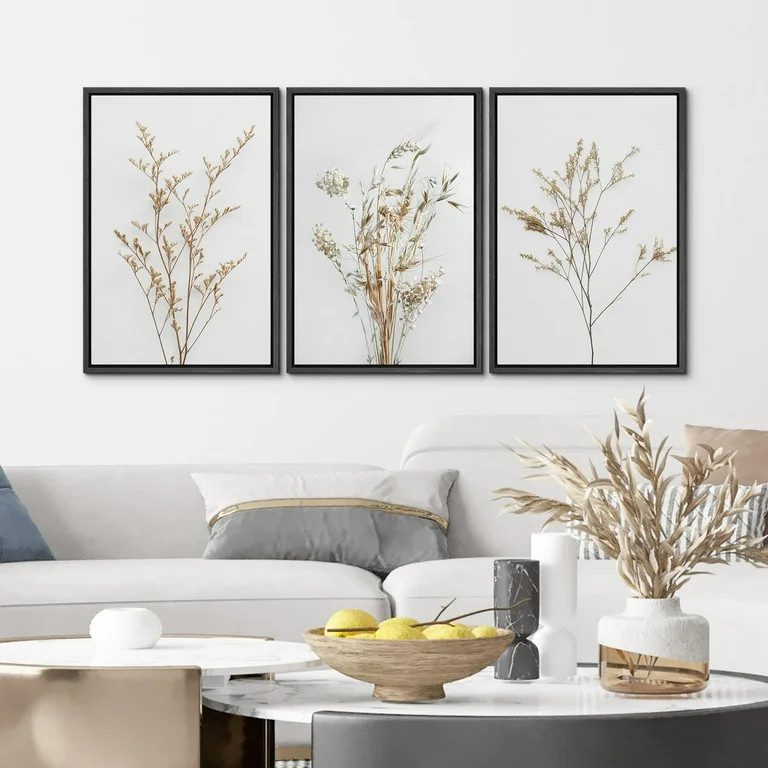 IDEA4WALL Framed Canvas Print Wall Art Set of 3 Wildflower Floral Botanical Prints, Modern Farmho... | Walmart (US)