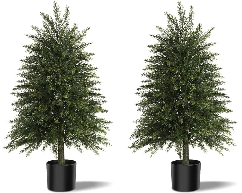 Artificial Cedar Fluffy Leaf Set (Set of 2) | Wayfair North America
