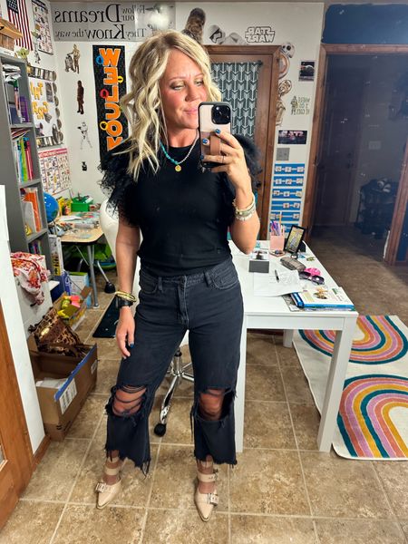 This all black look is everything! I LOVE this top from @amazon it’s so comfy and super easy to dress up! The jeans are @shoplane201 and jewelry is @victoriaemersondesign #dressy #amazon #ootd #ootdfashion #outfitoftheday #lookoftheday #denim #accessories 

#LTKSeasonal #LTKfindsunder100 #LTKstyletip