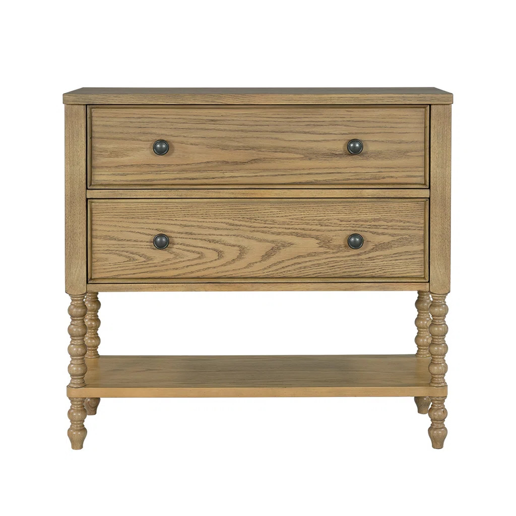 Beckett Spindle Wood 2-Drawer Accent Chest with Lower Shelf | Wayfair North America
