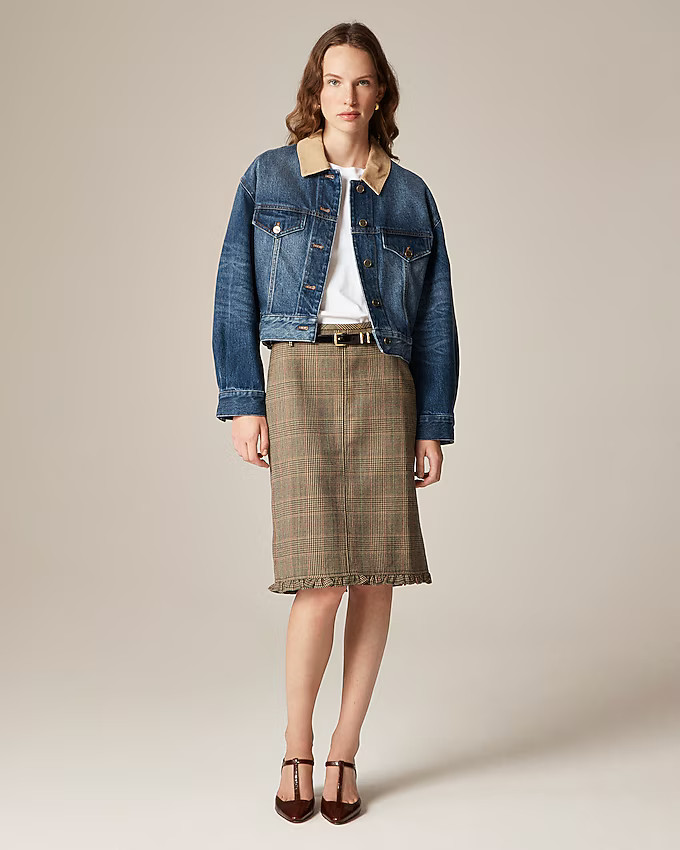 Oversized cropped trucker jacket in denim | J. Crew US