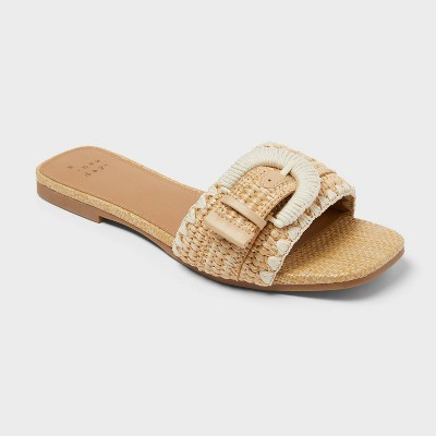 Women’s Audrey Sandals with Memory Foam Insole - A New Day™ Natural 8.5 | Target