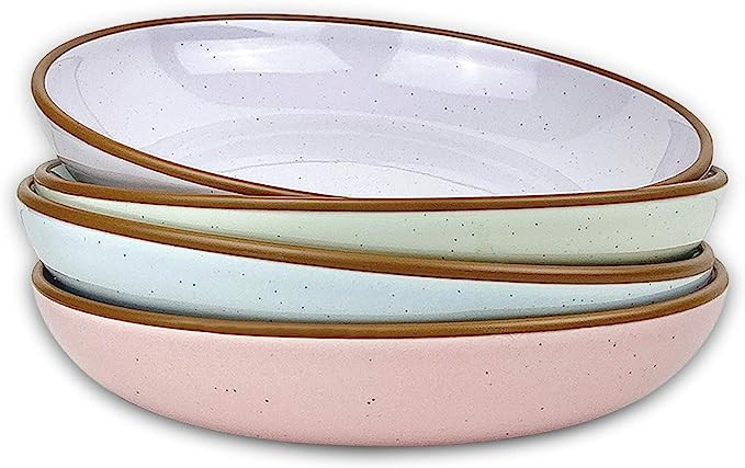 Mora Ceramic Large Pasta Bowls 30oz, Set of 4 - Serving, Salad, Dinner, etc Plate/Wide Bowl - Mic... | Amazon (US)
