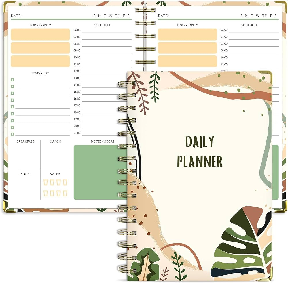 Aesthetic Daily Planner, To Do List Notebook Planner with Hourly Schedule, A5 Hardcover Work Plan... | Amazon (US)