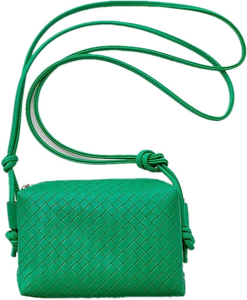 Putjou Woven Crossbody Zip Camera Bag Purse For Women Square Tassel Small Size Leather Clutch Design | Amazon (US)