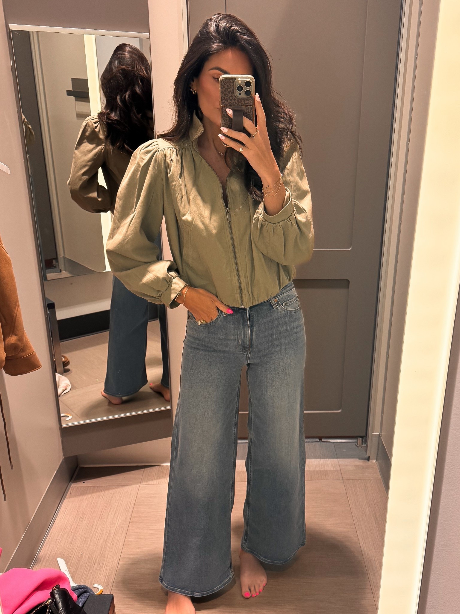 Love this jacket + love these high waisted wide leg jeans. In a small and a size 4 

#LTKOver40 #LTKgrwm #LTKTall