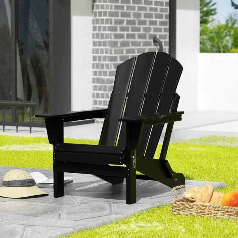 Westintrends Outdoor Folding HDPE Adirondack Chair, Patio Seat, Weather Resistant, Black | Walmart (US)