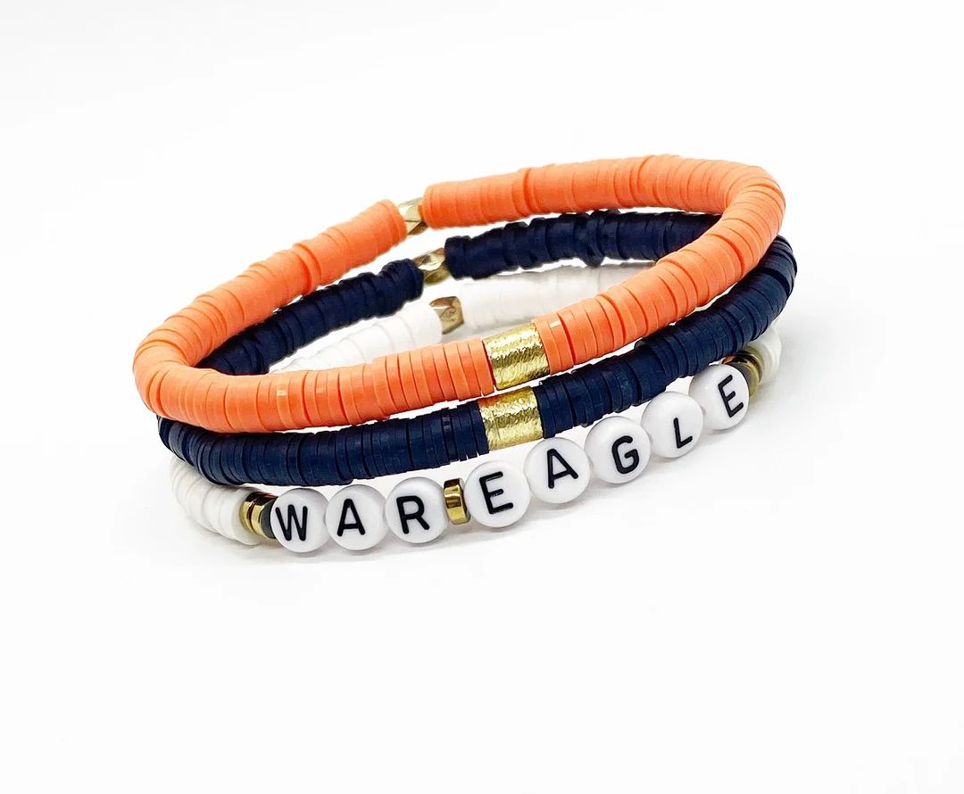 Navy and Orange Gameday Stack, College Football Jewelry, Gameday Jewelry, Earrings, Customize, Sc... | Etsy (US)