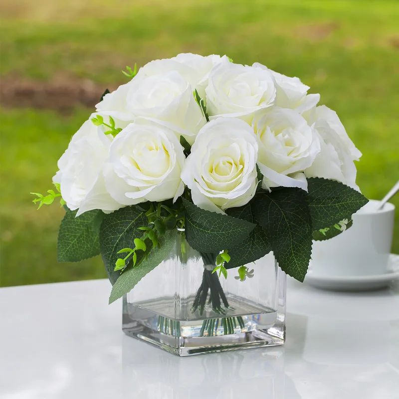 Artificial Roses in Glass Vase | Wayfair North America