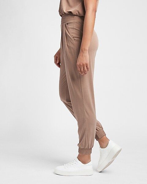 Super High Waisted Silky Sueded Jersey Joggers | Express