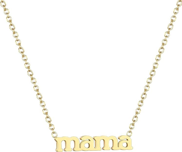 14K Gold Mama Necklace - First Mothers Day Gifts for New Mom - Hypoallergenic, Water-Resistant & ... | Amazon (US)