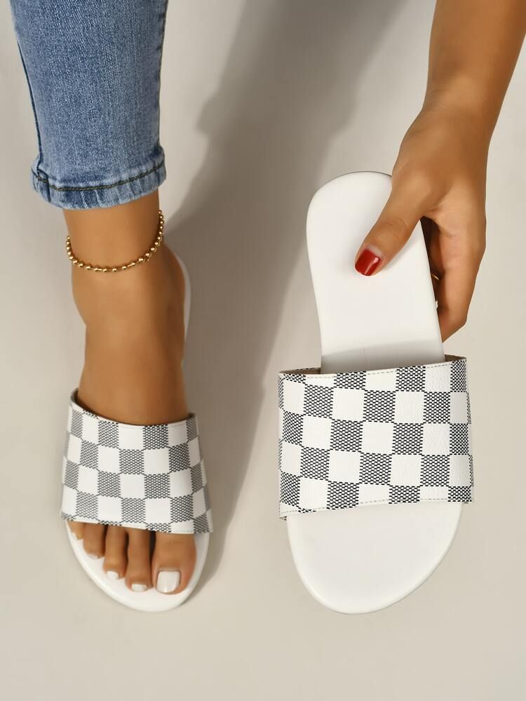 Checkered Slide Sandals | SHEIN