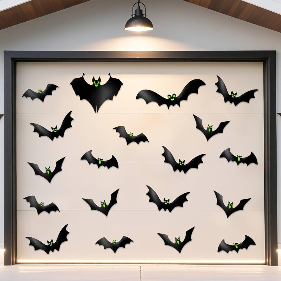 Halloween Garage Door Decorations Outdoor Magnetic Bats with Glowing Eyes | Amazon (US)
