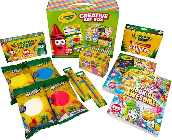 Crayola Art Set for Kids (125pcs), Art Supplies Kit with Giant Coloring Books, Washable Paints, M... | Amazon (US)
