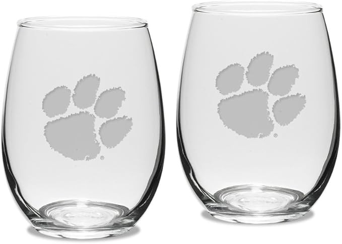 University Glass NCAA unisex-adult Set of 2 - 15 oz Stemless Wine Glass Deep Etched Engraved | Amazon (US)