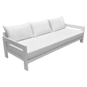 Limari Home Wake 8.3" Modern Aluminum & Fabric Outdoor Sofa in Off White | Cymax