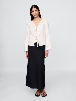 100% Linen Tie-Front Shirt | Gap (US)