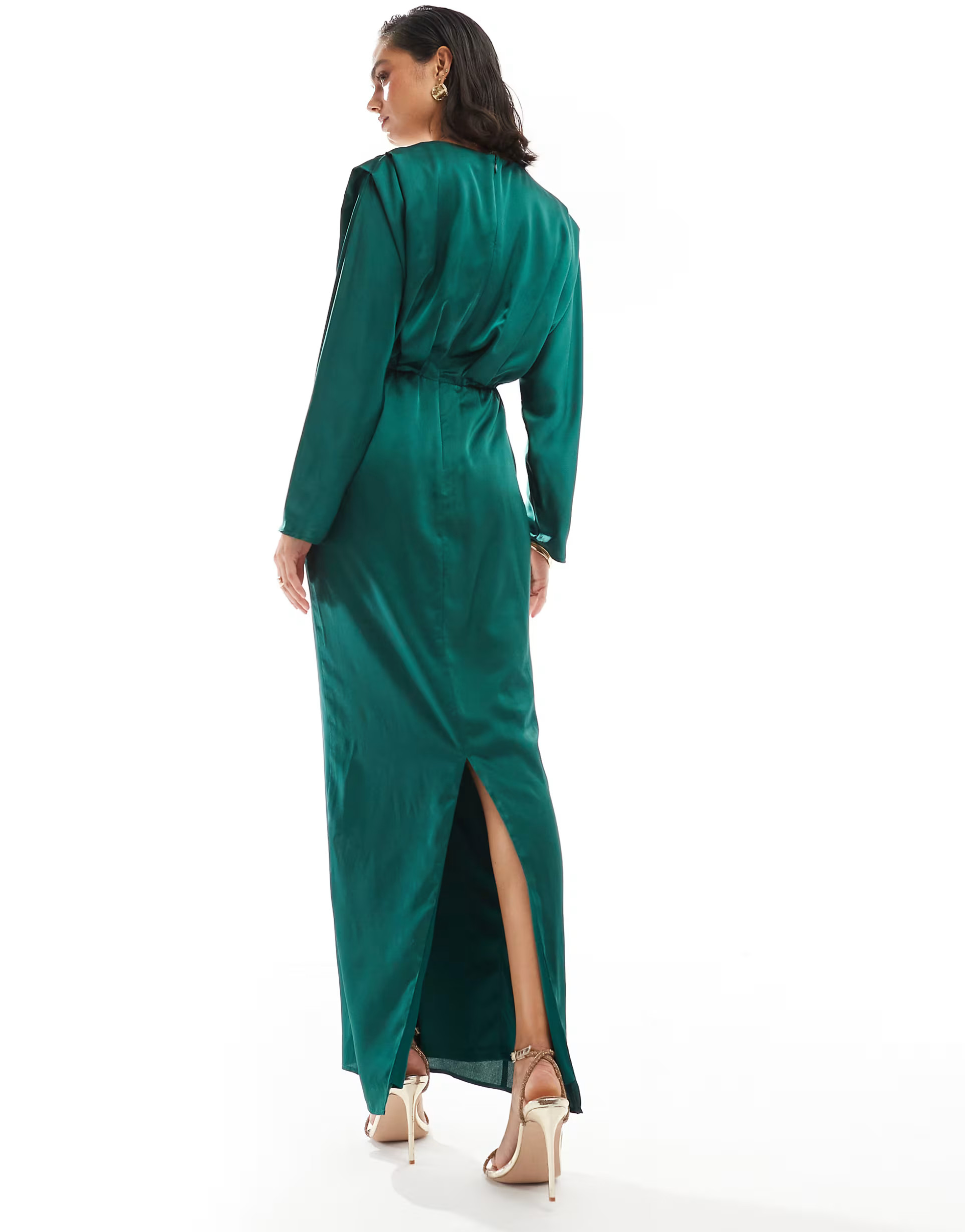 TFNC satin kimono top maxi dress in emerald green | ASOS (Global)