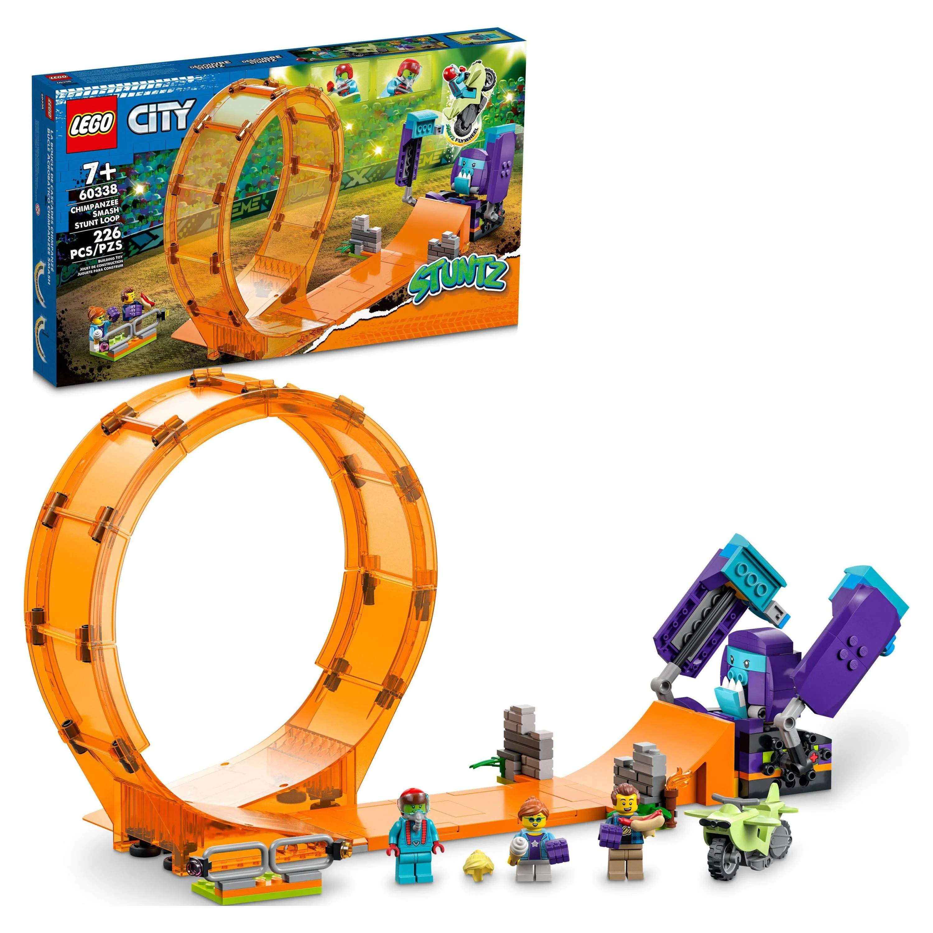 LEGO City Stuntz Smashing Chimpanzee Stunt Loop 60338 with Flywheel Toy | Walmart (US)