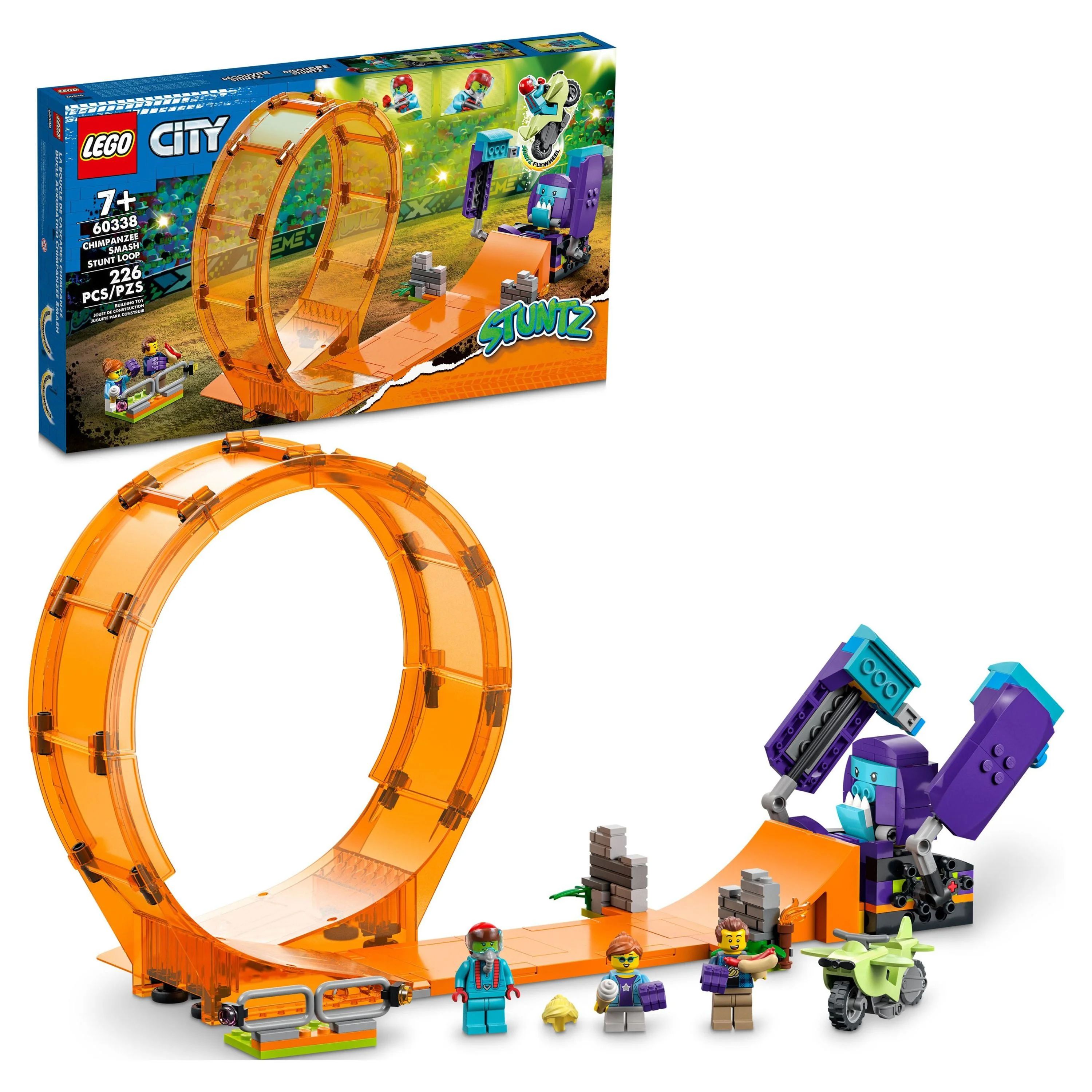 LEGO City Stuntz Smashing Chimpanzee Stunt Loop 60338 with Flywheel Toy | Walmart (US)