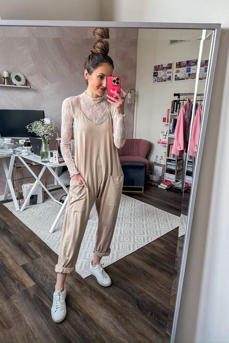 Amazon fashion - lace long sleeve top + jumpsuit 

Affordable Amazon alternative to free people // hot shot onesie // free people jumpsuit look for less // spring outfit // long sleeve layering top // lace shirt // white sneakers 

#LTKfindsunder50 #LTKstyletip #LTKSeasonal