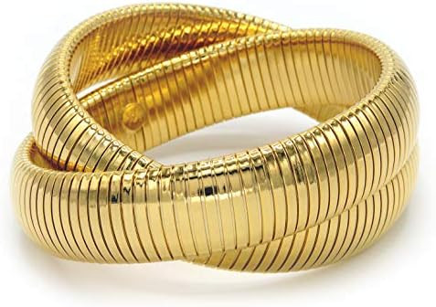 Marshal Metal Fashion Bracelet Omega Chain Polished Stretch Double Cobra Bracelet | Amazon (US)