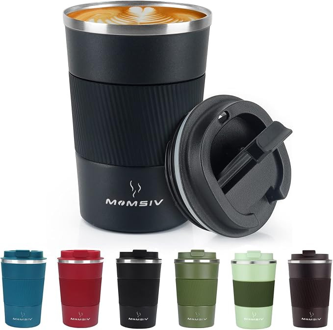 13oz Travel Mug, MOMSIV Insulated Coffee Cup with Leakproof Lid, Vacuum Stainless Steel Double Wa... | Amazon (CA)