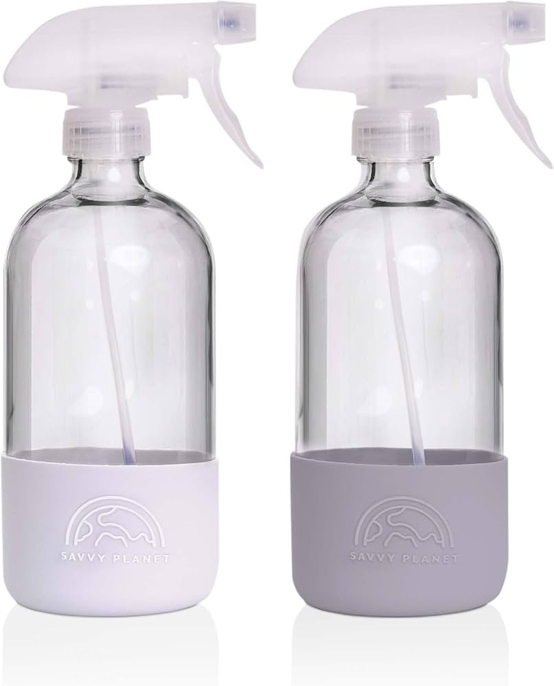 Empty Clear Glass Spray Bottles with Silicone Sleeve Protection - Refillable 16 oz Containers for... | Amazon (US)