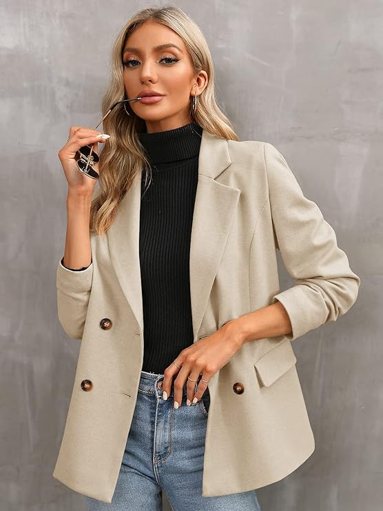 Saodimallsu Womens Oversized Blazers Casual Long Sleeve Open Front Button Lapel Work Office Blaze... | Amazon (US)