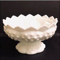 Fenton White Milk Glass Hobnail Centerpiece Candle Dish | Etsy (US)
