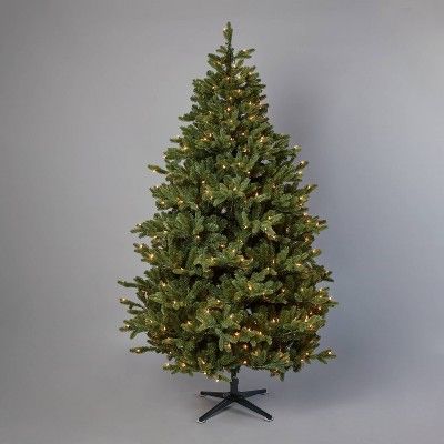 7' Pre-Lit Teardrop Profile Full Balsam Fir Artificial Christmas Tree Clear Lights with AutoConne... | Target