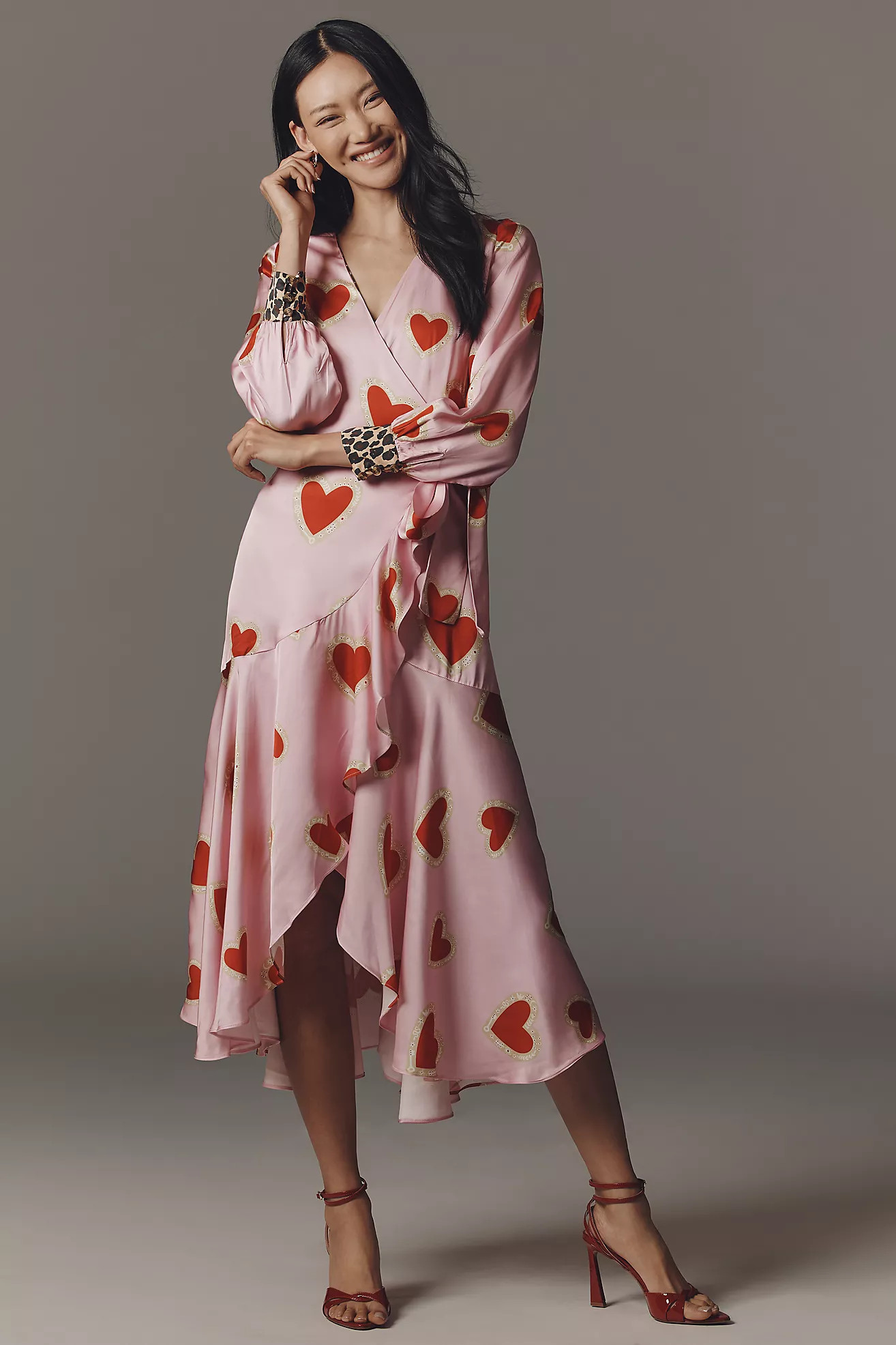 Never Fully Dressed Mesh Heart Wrap Maxi Dress | Anthropologie (US)