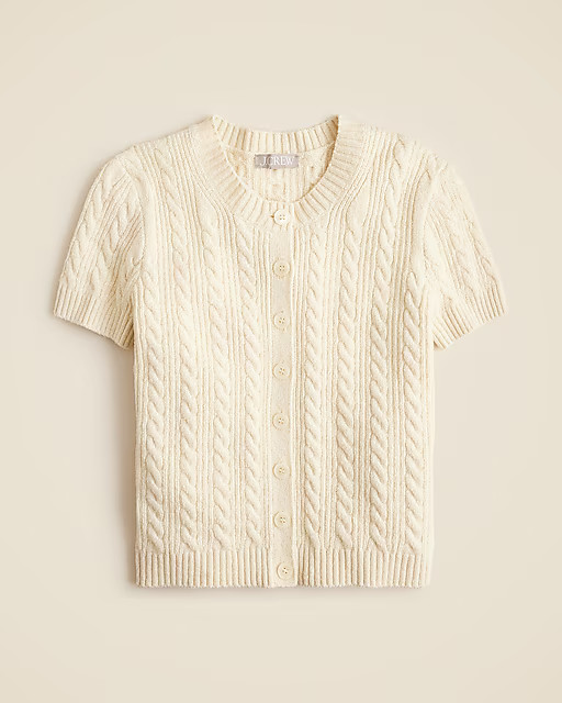 Cable-knit short-sleeve cardigan top | J. Crew US