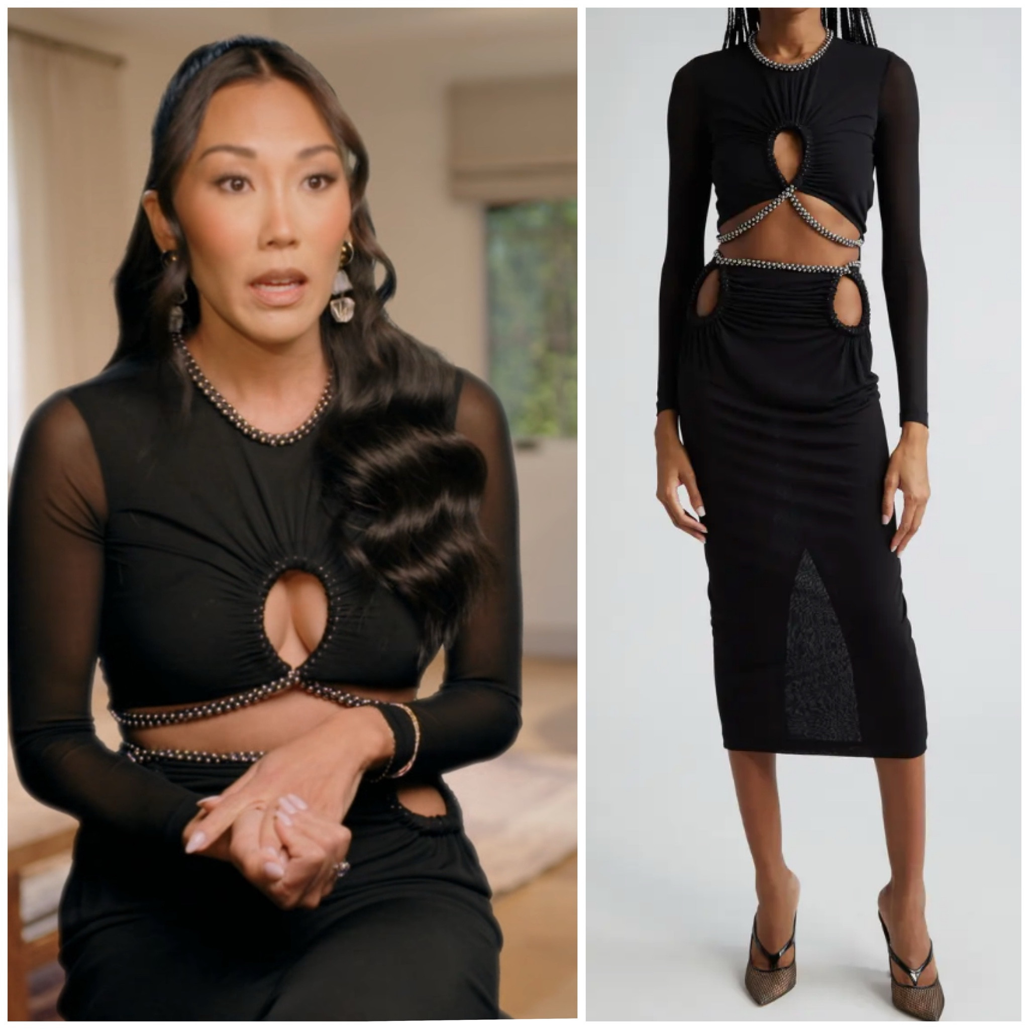 Katie Ginella’s Black Cutout Confessional Top and Skirt