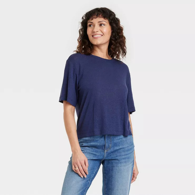 Women's Linen Boxy Short-Sleeve T-Shirt - Universal Thread™ | Target