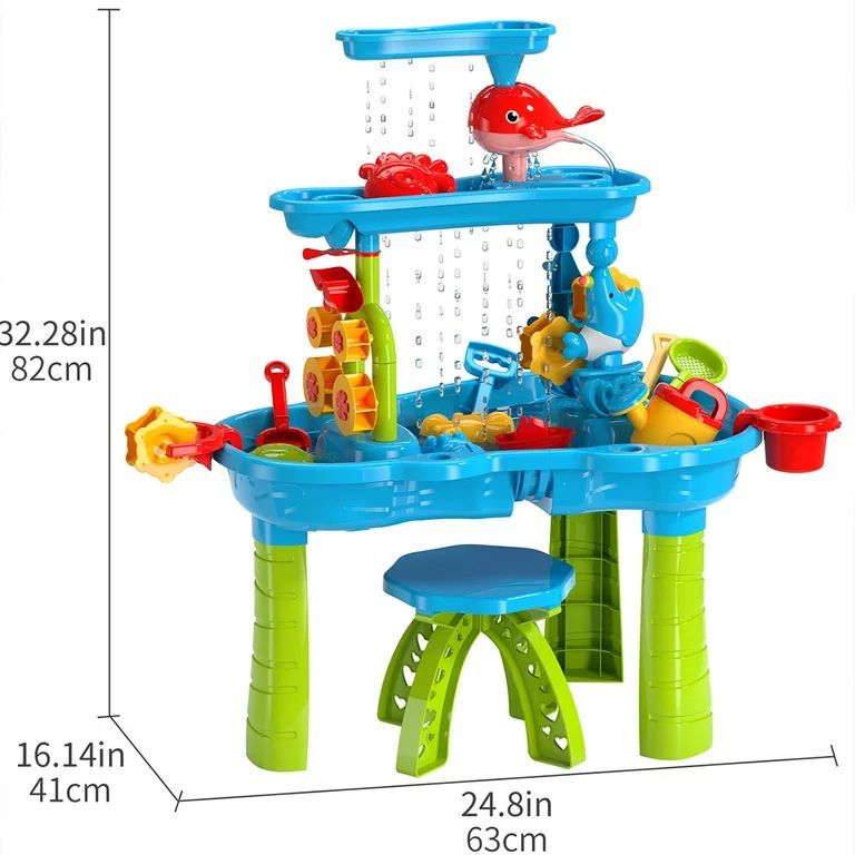 Dinosaur Planet Kids Sand Water Table for Toddlers, 3-Tier Sand and Water Play Table Toys for Tod... | Walmart (US)