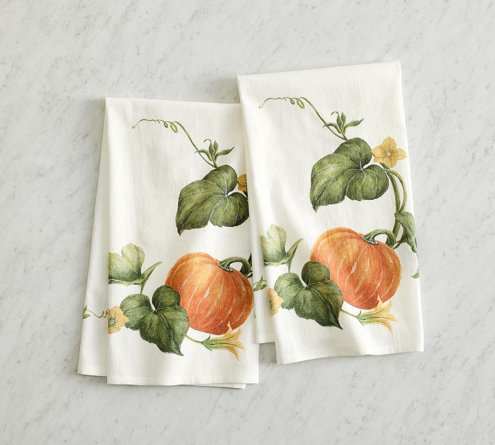 Rustic Pumpkin Tea Towels - Set of 2 | Pottery Barn (US)