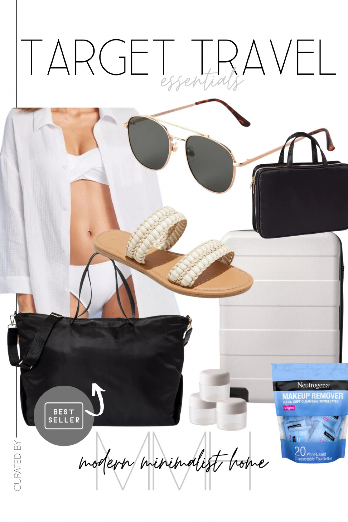 Travel essentials from target. Sun glasses, aviators, gold aviators, make up bag, hanging make up bag, tan suitcase, roller suitcase, make up travel wipes, weekender bag, target weekender find, weekender restock, travel essentials, target finds sandals, tan sandals, neutral sandals, white button up cover up, swim cover up, target swim cover up.

#newfinds #amazonfinds  #targetfinds #kitchenfinds  #amazonmusthaves #targetessentials #moderntargetfinds #bedroomfinds #homefinds #modern #home #minimalisthomedecor #homeaccount #interioraccounts #simpledecor #modernaesthetics #modernvibes #house #affordablehomedecor #homedecor #moodboard

#LTKunder50 #LTKtravel #LTKFind