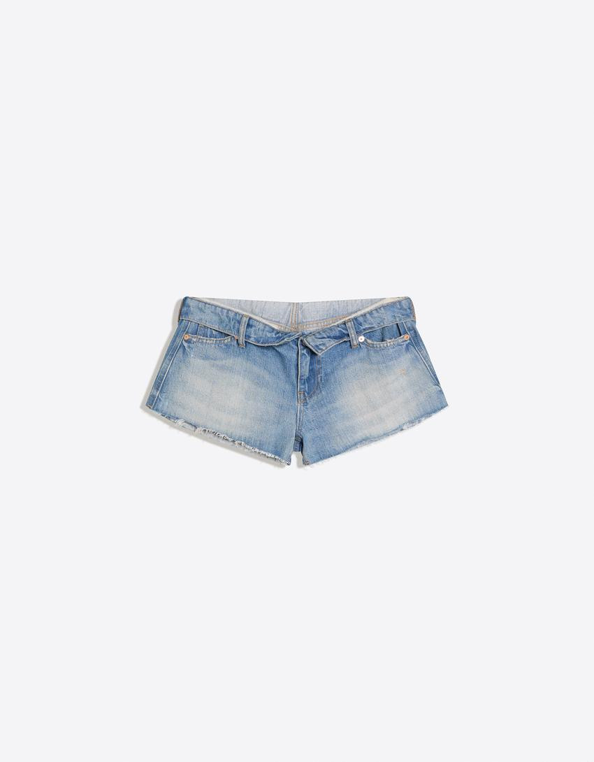 Mini shorts with folded waist - Women | Bershka UK