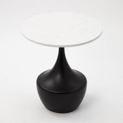 White & Black Marble Side Table 55x42cm | TK Maxx