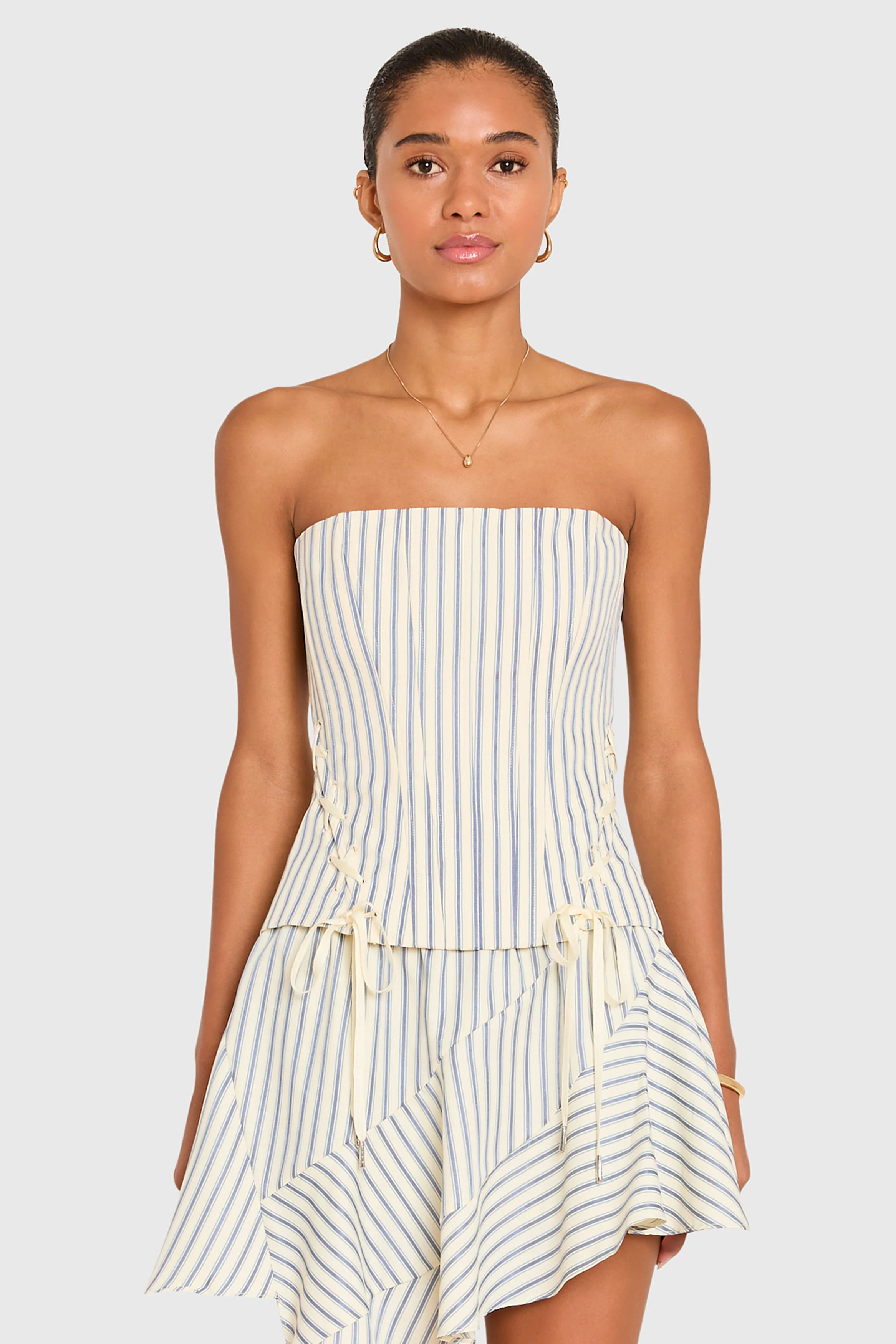 Hathaway Top in Oxford Stripe | Printed Top - Amanda Uprichard | Amanda Uprichard