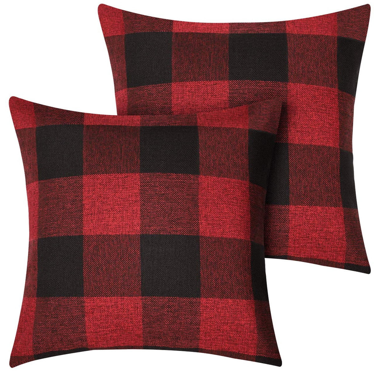 2 Pack Christmas Pillow Covers Buffalo Check Plaid Throw Decorative Cushion Case Polyester for Fa... | Walmart (US)