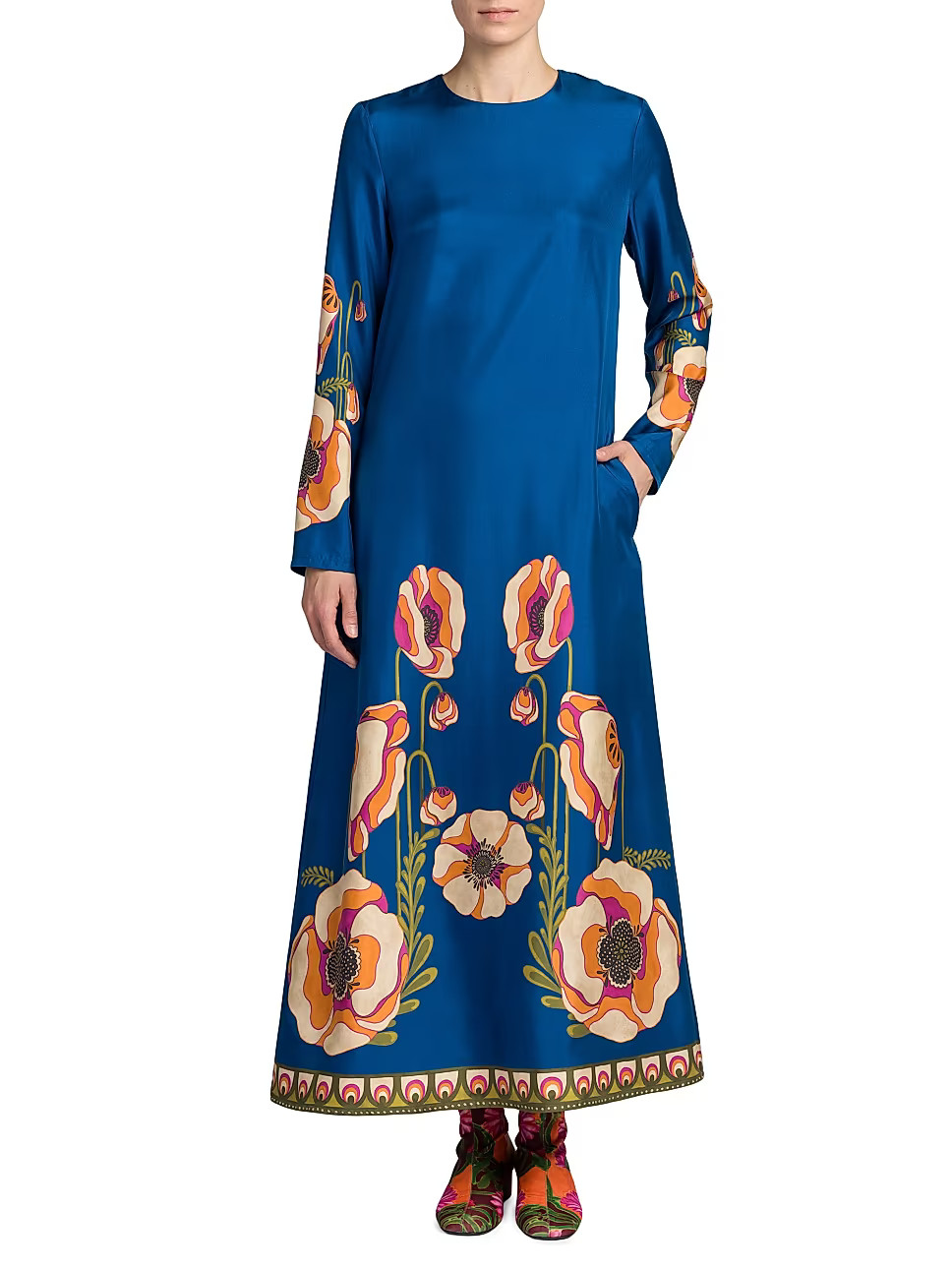 Silk Long-Sleeve Maxi Dress | Saks Fifth Avenue