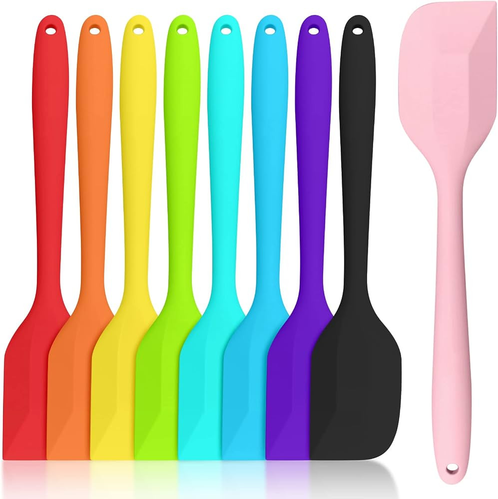 9 Pcs 8.5'' Silicone Spatulas, Seamless One Piece Small Rubber Spatula, Heat Resistant Non-Stick ... | Amazon (US)