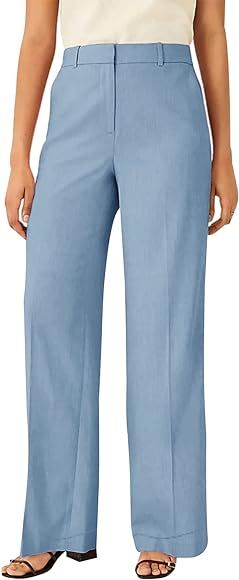 HenzWorld Casual Pants for Women's Elegant Office Trousers High Waist Loose Wide Leg Work Pants w... | Amazon (CA)