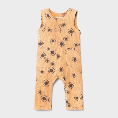 Grayson Mini Baby Boys' Thermal Henley Jumpsuit - Orange | Target