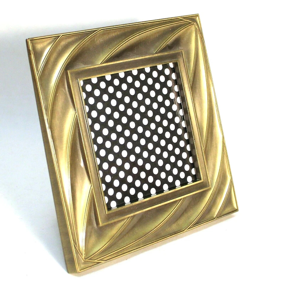 Photo Picture Frame Square Metal Antiqued Brass Fetco Easel Back  | eBay | eBay US