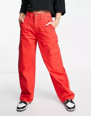 ASOS DESIGN oversized cargo pants in red | ASOS (Global)