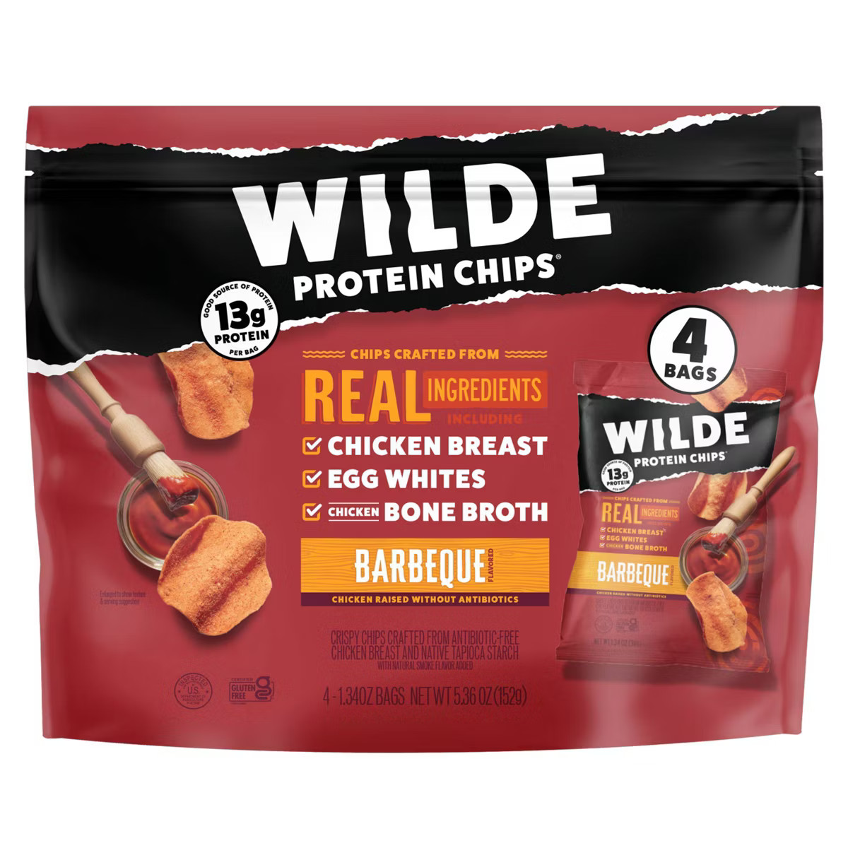 Wilde Brand Protein Chips - BBQ - 5.36oz/4ct | Target