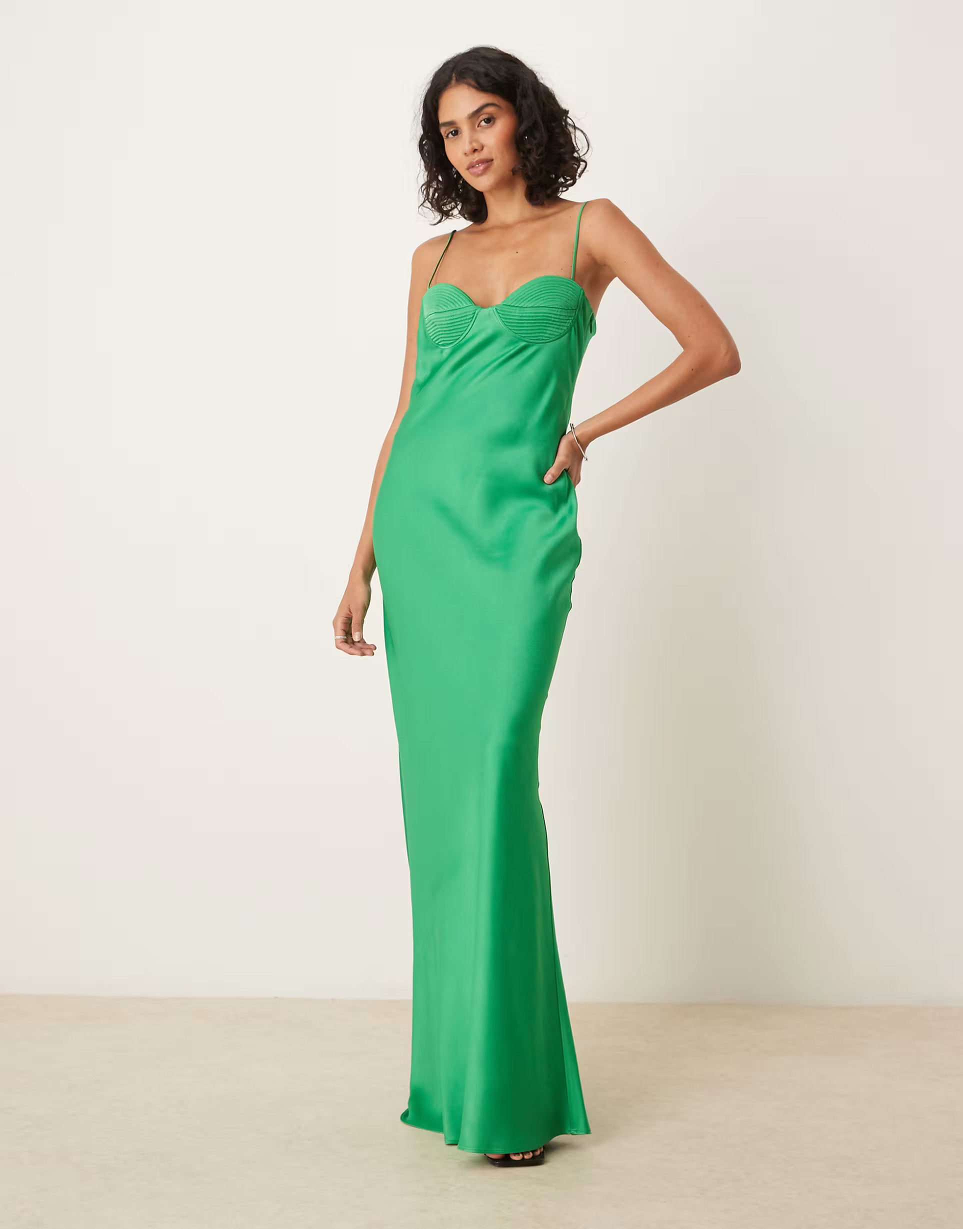Mango premium strappy cup detailing maxi dress in green | ASOS | ASOS (Global)